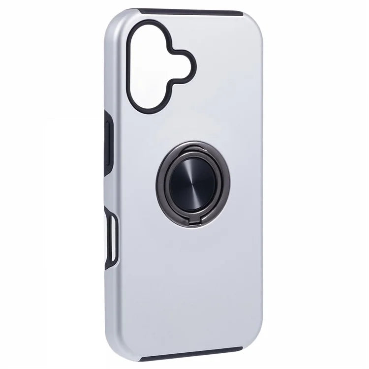 For iPhone 16 Plus Case PC+TPU Phone Cover with Rotatable Ring Holder