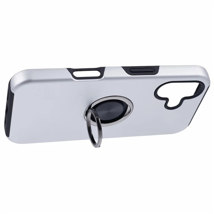 For iPhone 16 Plus Case PC+TPU Phone Cover with Rotatable Ring Holder