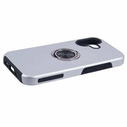 For iPhone 16 Plus Case PC+TPU Phone Cover with Rotatable Ring Holder