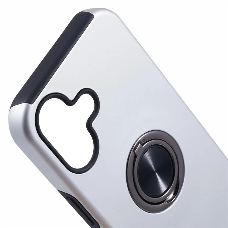 For iPhone 16 Plus Case PC+TPU Phone Cover with Rotatable Ring Holder