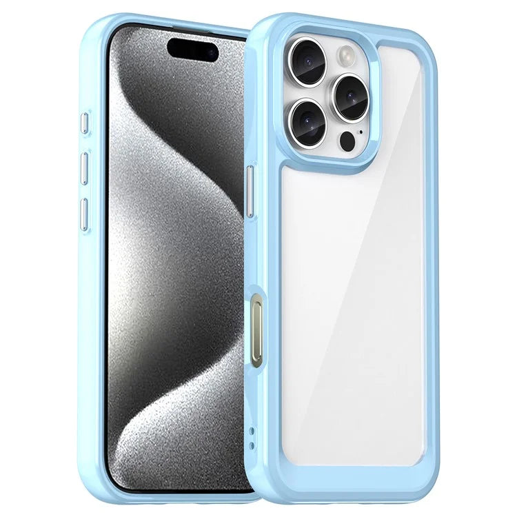 For iPhone 16 Pro Case TPU Frame Clear Acrylic Back Phone Cover
