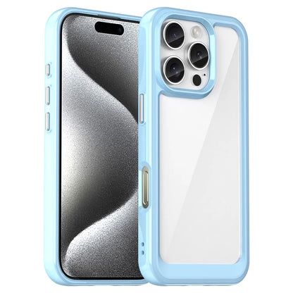 For iPhone 16 Pro Case TPU Frame Clear Acrylic Back Phone Cover