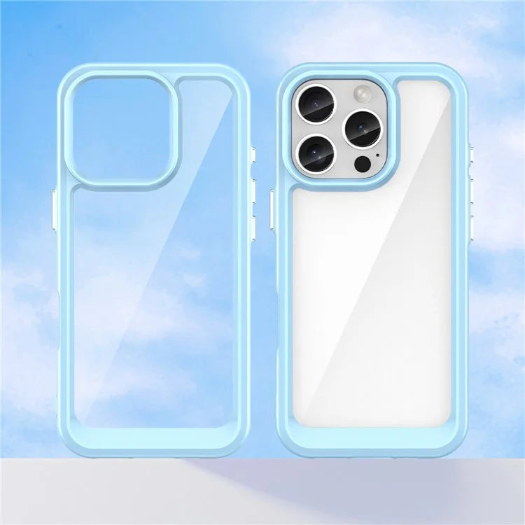 For iPhone 16 Pro Case TPU Frame Clear Acrylic Back Phone Cover