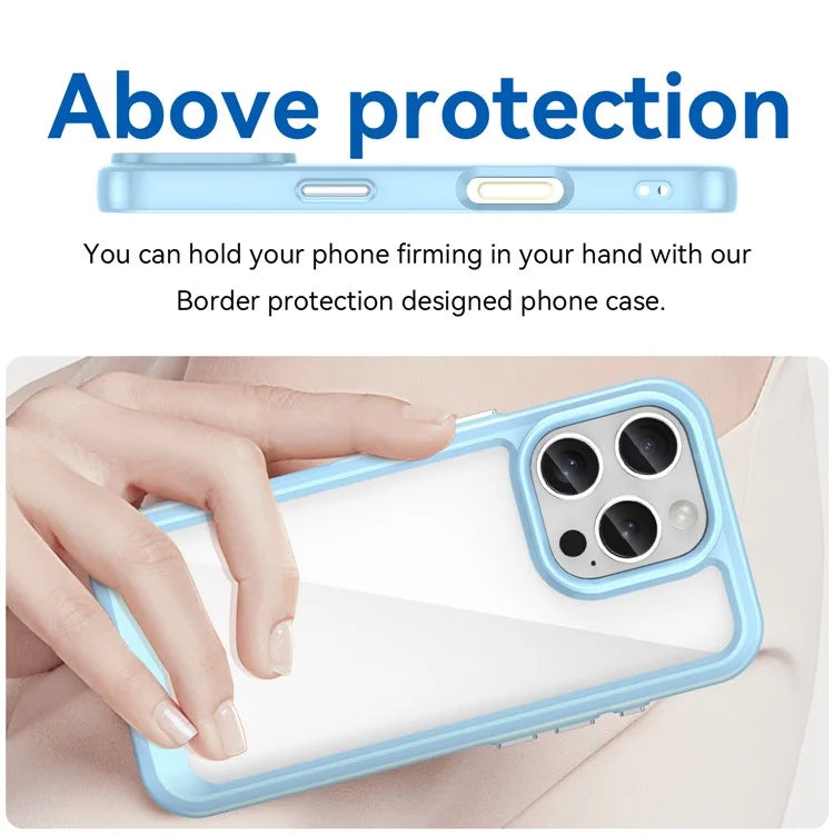 For iPhone 16 Pro Case TPU Frame Clear Acrylic Back Phone Cover