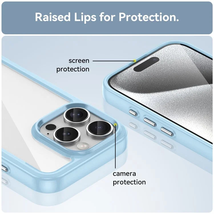 For iPhone 16 Pro Case TPU Frame Clear Acrylic Back Phone Cover