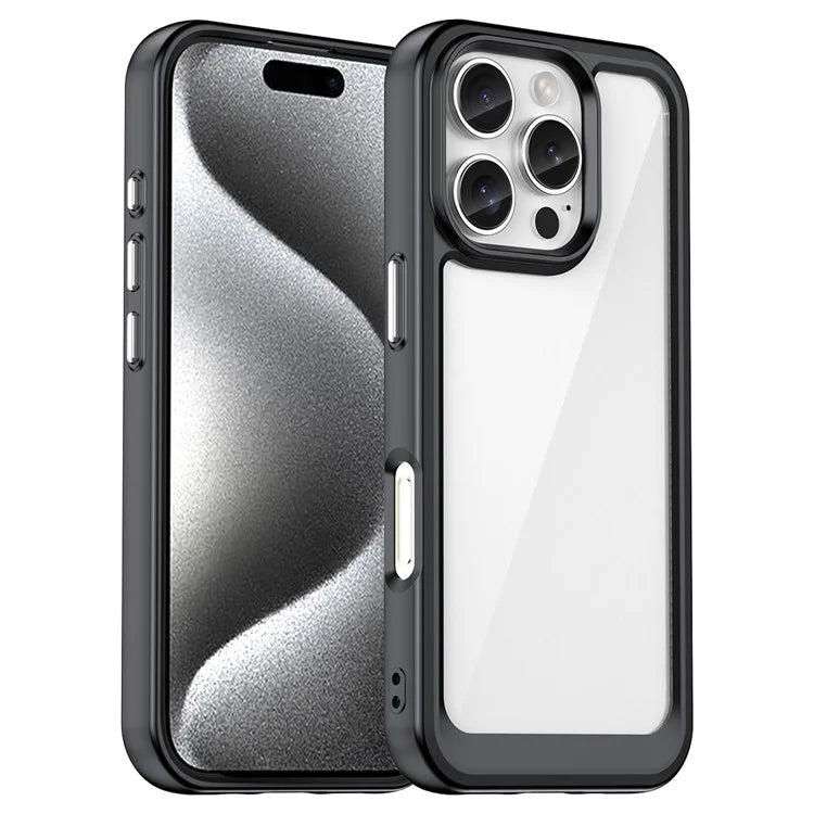 For iPhone 16 Pro Case TPU Frame Clear Acrylic Back Phone Cover