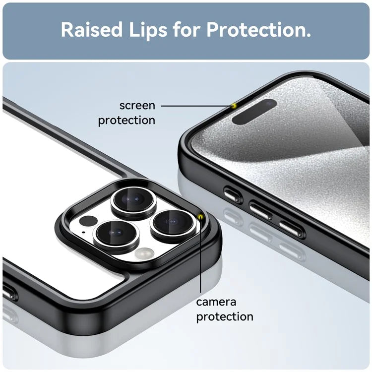For iPhone 16 Pro Case TPU Frame Clear Acrylic Back Phone Cover