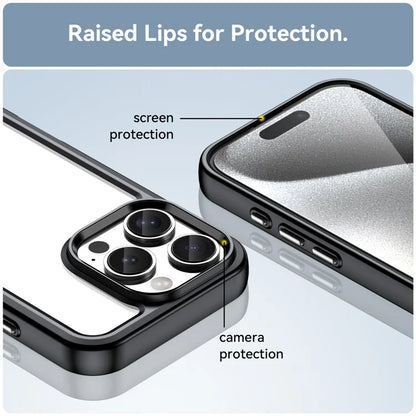 For iPhone 16 Pro Case TPU Frame Clear Acrylic Back Phone Cover