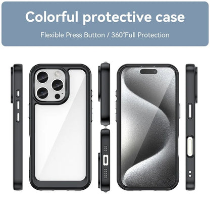 For iPhone 16 Pro Case TPU Frame Clear Acrylic Back Phone Cover