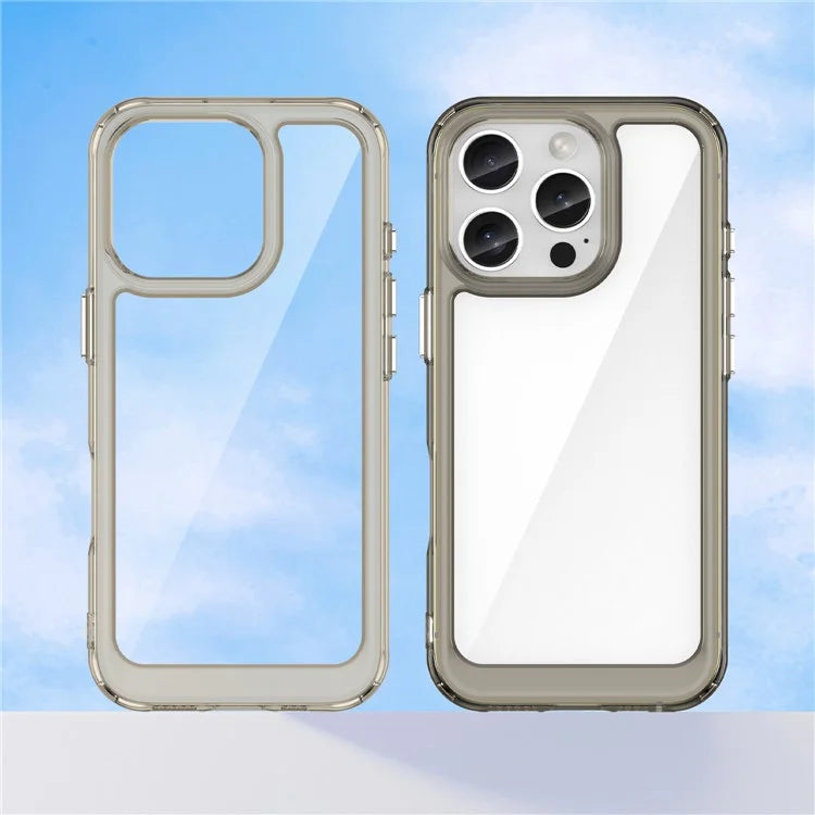 For iPhone 16 Pro Case TPU Frame Clear Acrylic Back Phone Cover