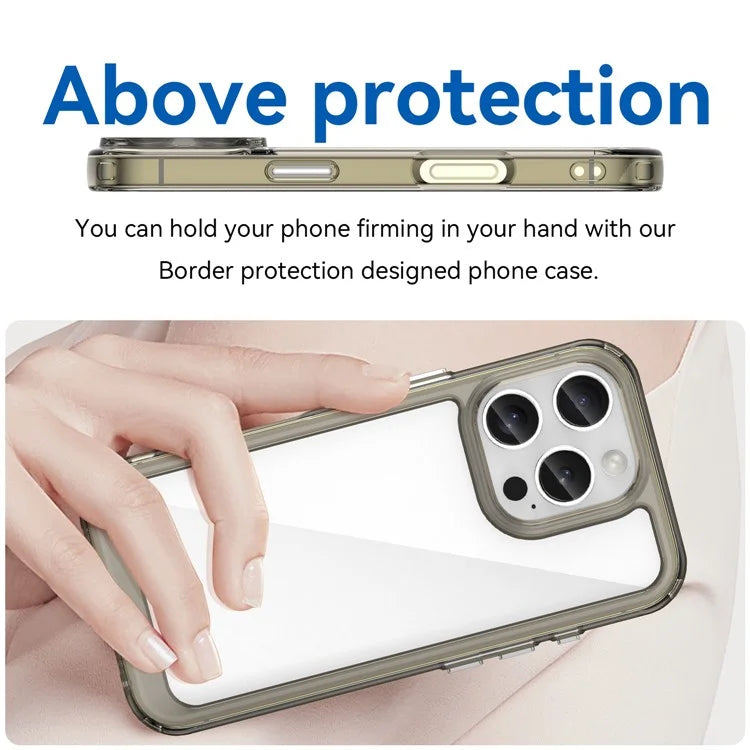 For iPhone 16 Pro Case TPU Frame Clear Acrylic Back Phone Cover