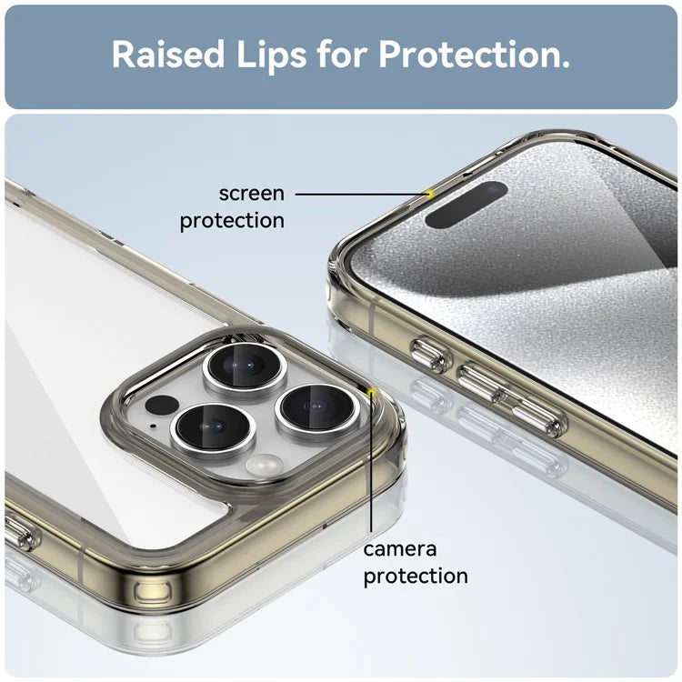 For iPhone 16 Pro Case TPU Frame Clear Acrylic Back Phone Cover