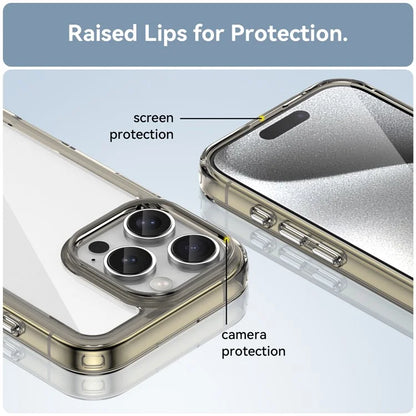 For iPhone 16 Pro Case TPU Frame Clear Acrylic Back Phone Cover