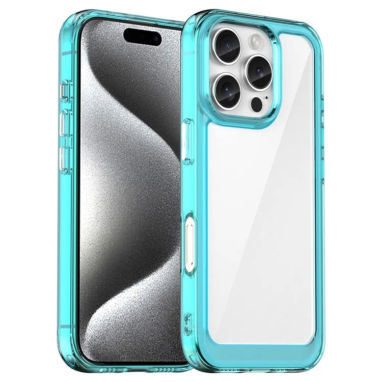For iPhone 16 Pro Case TPU Frame Clear Acrylic Back Phone Cover