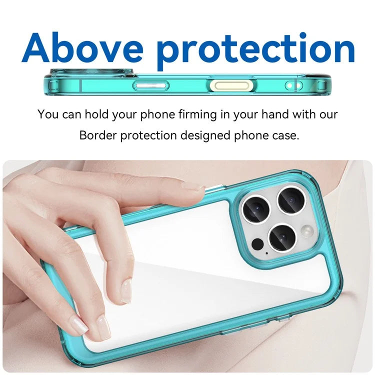 For iPhone 16 Pro Case TPU Frame Clear Acrylic Back Phone Cover