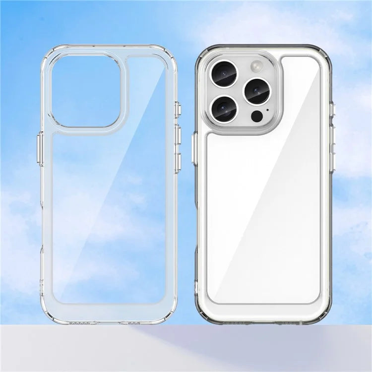 For iPhone 16 Pro Case TPU Frame Clear Acrylic Back Phone Cover