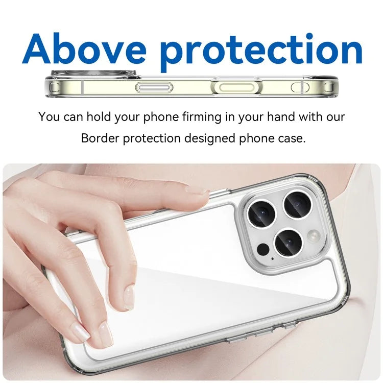 For iPhone 16 Pro Case TPU Frame Clear Acrylic Back Phone Cover