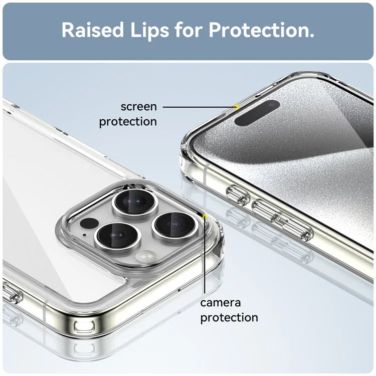 For iPhone 16 Pro Case TPU Frame Clear Acrylic Back Phone Cover