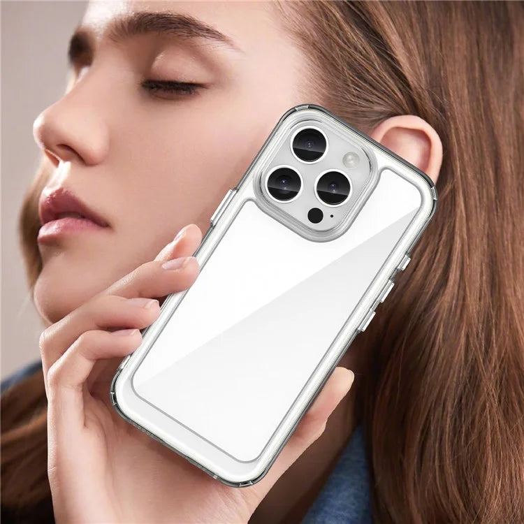 For iPhone 16 Pro Case TPU Frame Clear Acrylic Back Phone Cover