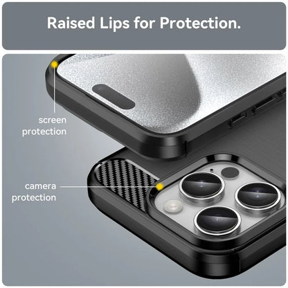 For iPhone 16 Pro TPU Case Brushed Carbon Fiber Texture Phone Cover