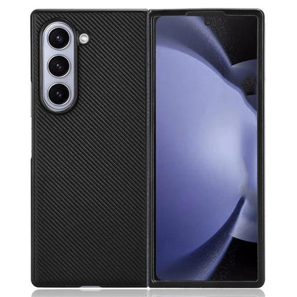 For Samsung Galaxy Z Fold6 5G Case PU Leather+PC Drop-Proof Shell Carbon Fiber Texture