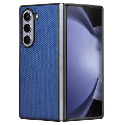 For Samsung Galaxy Z Fold6 5G Case PU Leather+PC Drop-Proof Shell Carbon Fiber Texture