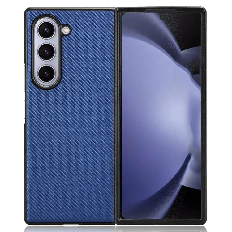 For Samsung Galaxy Z Fold6 5G Case PU Leather+PC Drop-Proof Shell Carbon Fiber Texture