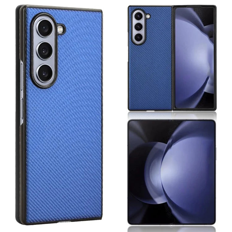 For Samsung Galaxy Z Fold6 5G Case PU Leather+PC Drop-Proof Shell Carbon Fiber Texture