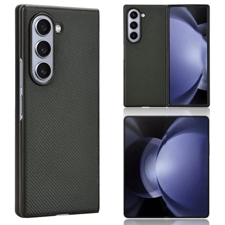 For Samsung Galaxy Z Fold6 5G Case PU Leather+PC Drop-Proof Shell Carbon Fiber Texture