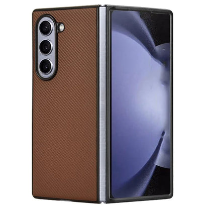 For Samsung Galaxy Z Fold6 5G Case PU Leather+PC Drop-Proof Shell Carbon Fiber Texture