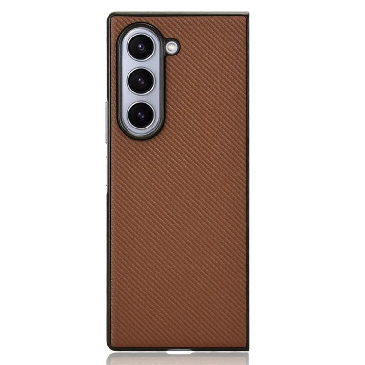 For Samsung Galaxy Z Fold6 5G Case PU Leather+PC Drop-Proof Shell Carbon Fiber Texture