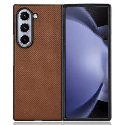 For Samsung Galaxy Z Fold6 5G Case PU Leather+PC Drop-Proof Shell Carbon Fiber Texture