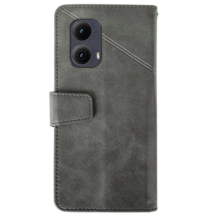 IDEWEI For Motorola Edge (2024) 5G Case Leather Folio Wallet Phone Cover Stand Calf Texture