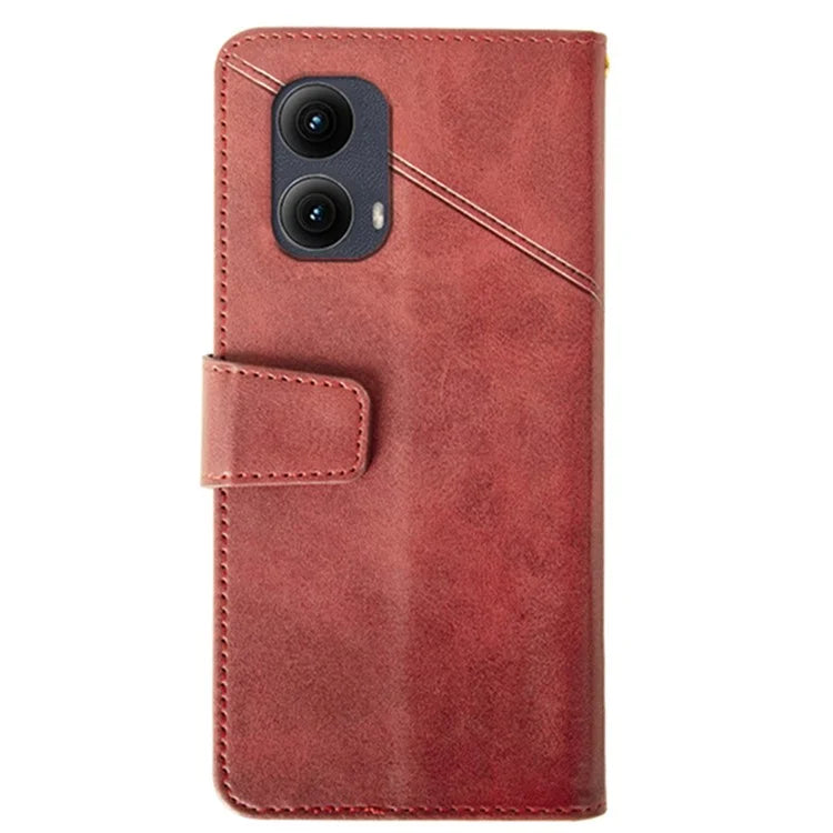 IDEWEI For Motorola Edge (2024) 5G Case Leather Folio Wallet Phone Cover Stand Calf Texture