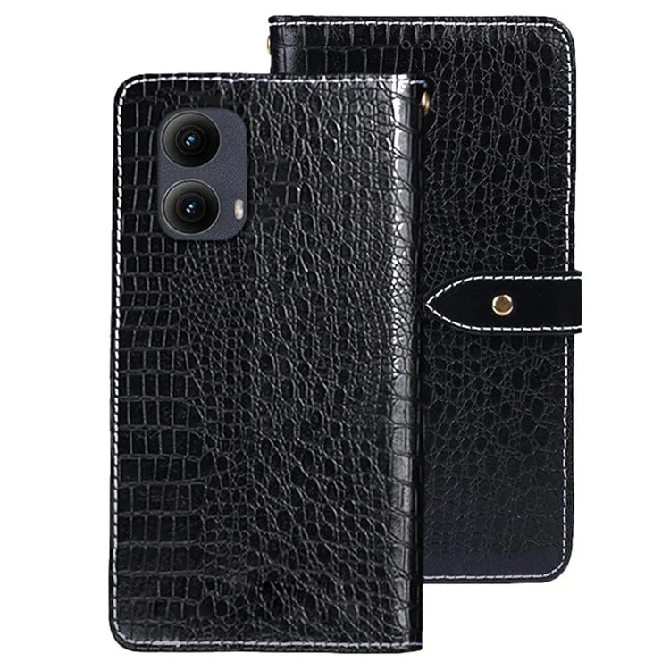 IDEWEI For Motorola Edge (2024) 5G Case Crocodile Texture PU Leather Flip Phone Cover