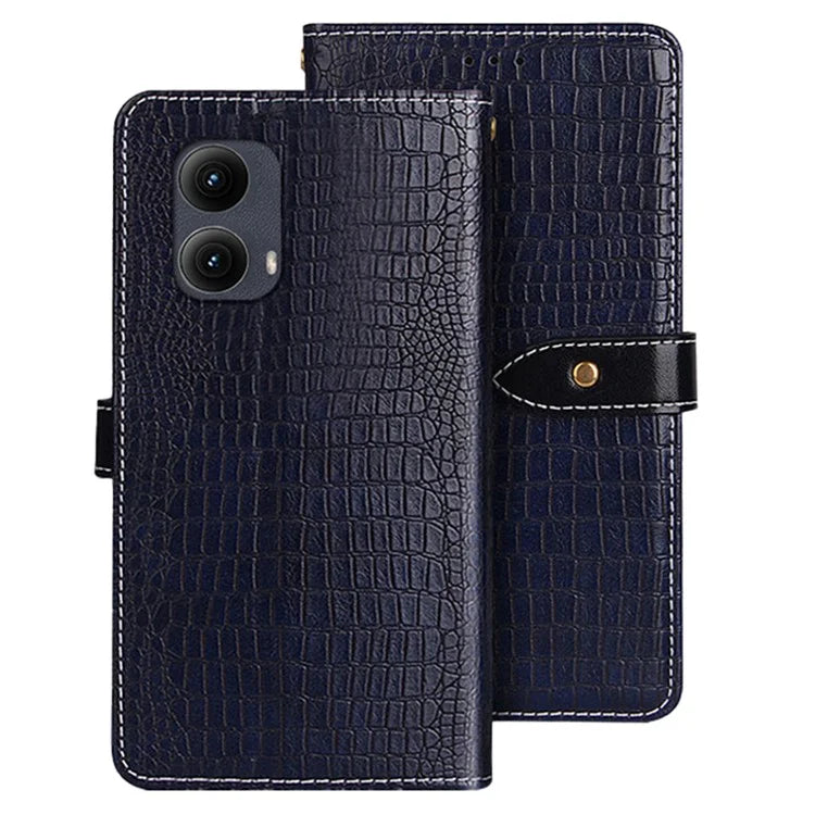 IDEWEI For Motorola Edge (2024) 5G Case Crocodile Texture PU Leather Flip Phone Cover