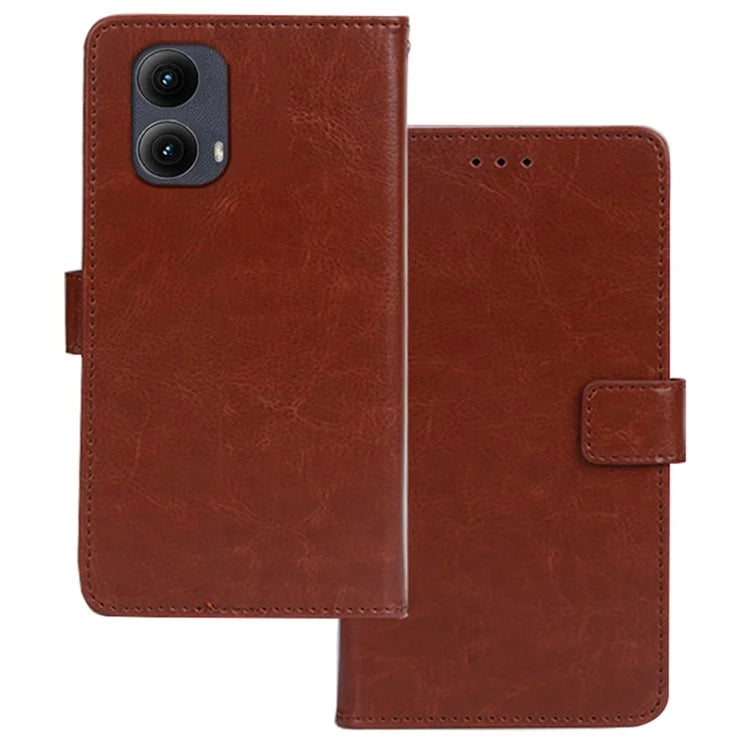 IDEWEI for Motorola Edge (2024) 5G Case Card Slots Holder Leather Phone Cover Crazy Horse Texture