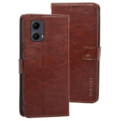 IDEWEI For Motorola Edge (2024) 5G Case Stand View Leather Phone Cover Crazy Horse Texture
