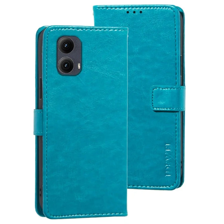 IDEWEI For Motorola Edge (2024) 5G Case Stand View Leather Phone Cover Crazy Horse Texture