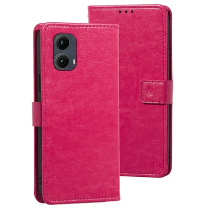 IDEWEI For Motorola Edge (2024) 5G Case Stand View Leather Phone Cover Crazy Horse Texture