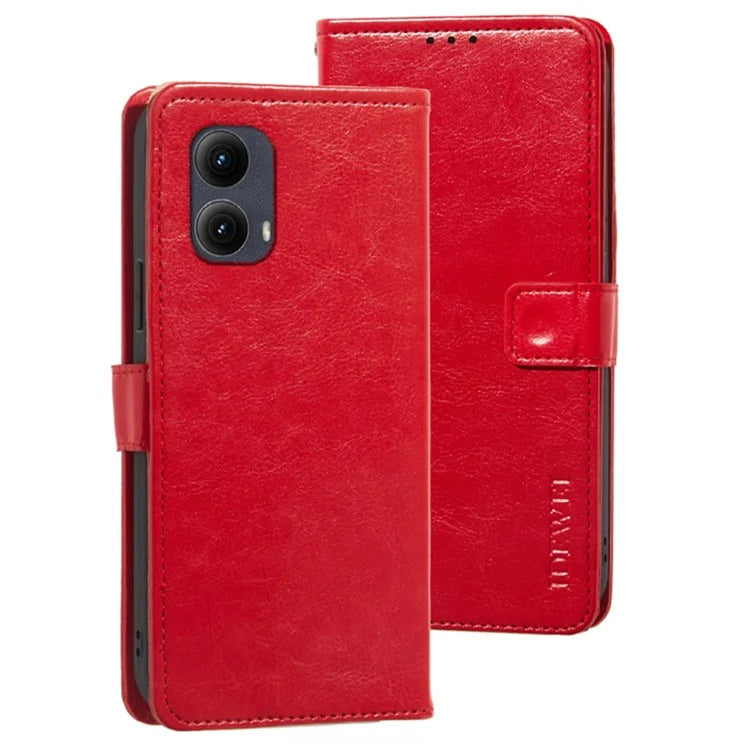 IDEWEI For Motorola Edge (2024) 5G Case Stand View Leather Phone Cover Crazy Horse Texture