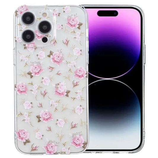 For iPhone 16 Pro Max Case Pattern Printing TPU Phone Cover Clear Edge