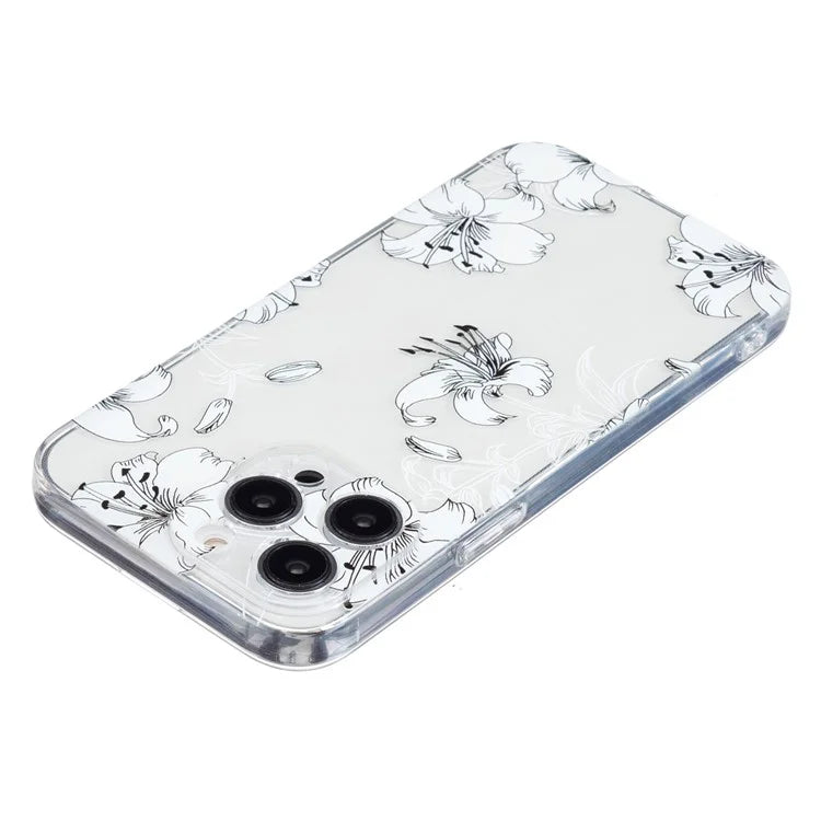 For iPhone 16 Pro Max Case Pattern Printing TPU Phone Cover Clear Edge