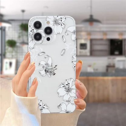 For iPhone 16 Pro Max Case Pattern Printing TPU Phone Cover Clear Edge