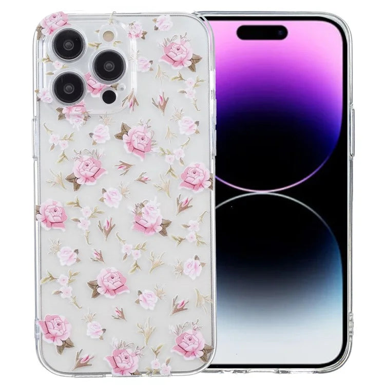 For iPhone 16 Pro Case Transparent Edge TPU Phone Cover Pattern Printing
