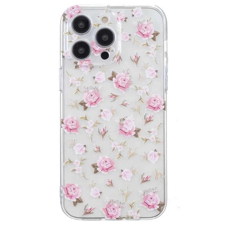 For iPhone 16 Pro Case Transparent Edge TPU Phone Cover Pattern Printing