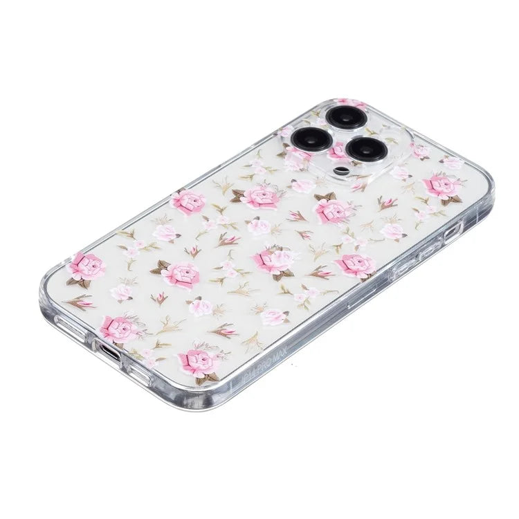For iPhone 16 Pro Case Transparent Edge TPU Phone Cover Pattern Printing
