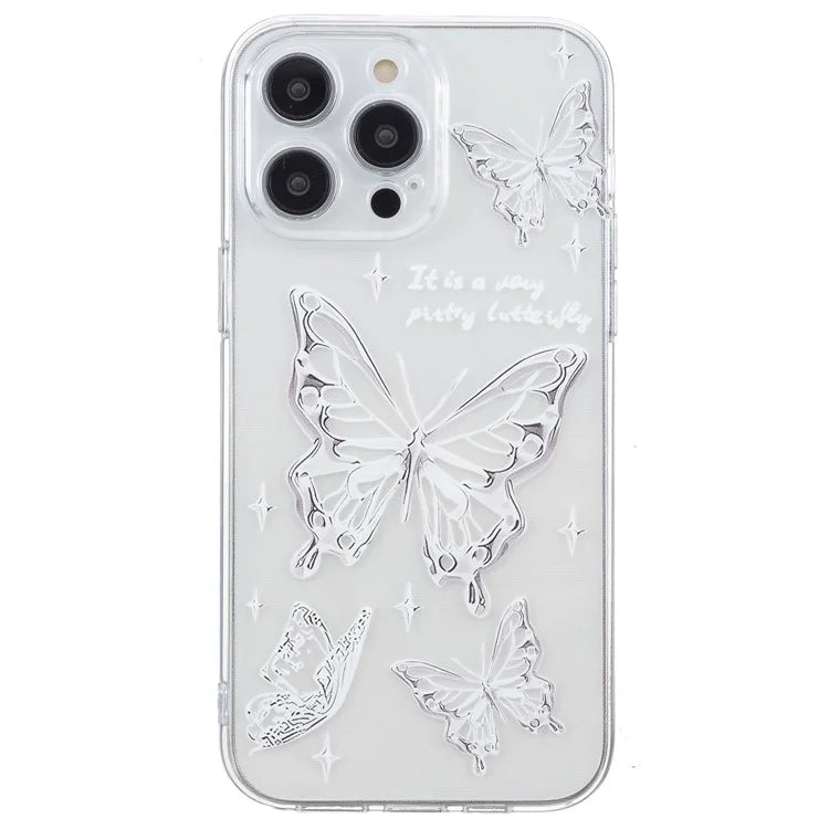 For iPhone 16 Pro Case Transparent Edge TPU Phone Cover Pattern Printing