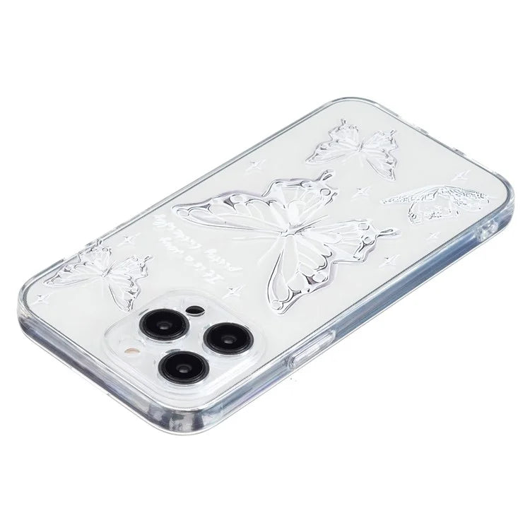 For iPhone 16 Pro Case Transparent Edge TPU Phone Cover Pattern Printing