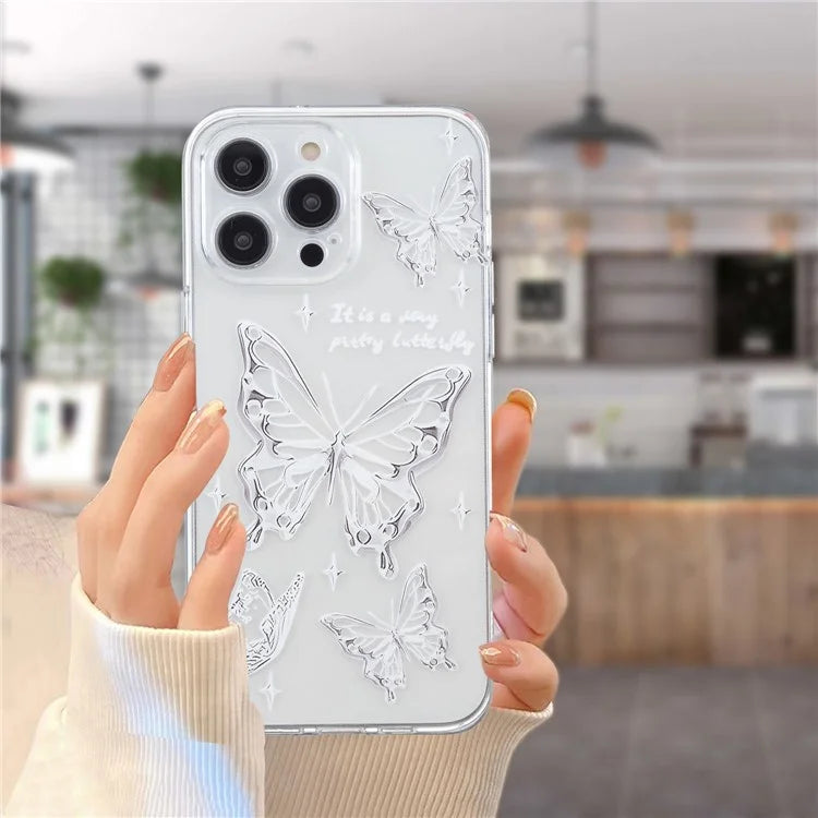 For iPhone 16 Pro Case Transparent Edge TPU Phone Cover Pattern Printing